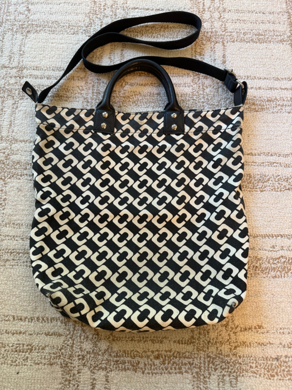 Diane Von Furtsenberg Chain Link Canvas Tote with Leather Handles